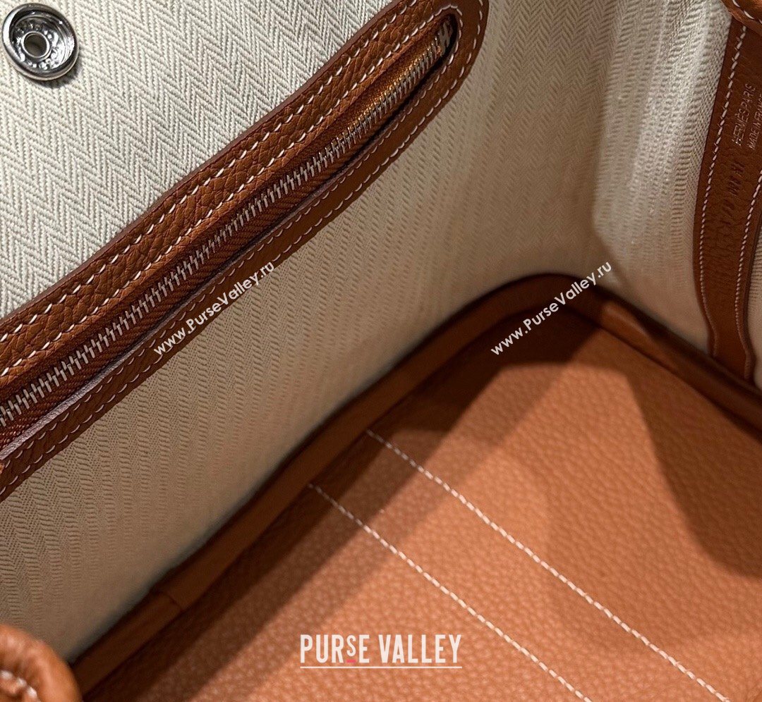 Hermes Garden Party Bag 30cm in Grained Leather Golden Brown 2026 (Half Handmade) (FL-260131006)