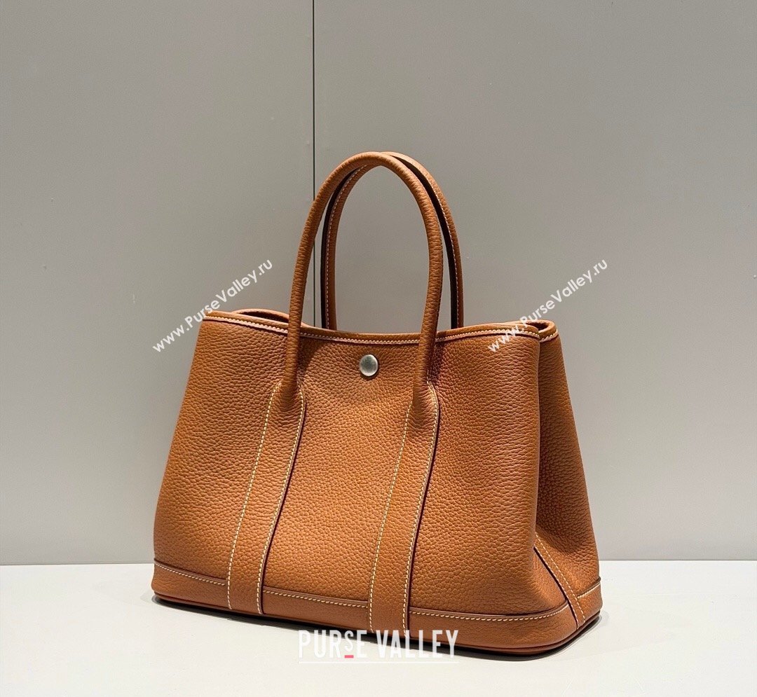Hermes Garden Party Bag 30cm in Grained Leather Golden Brown 2026 (Half Handmade) (FL-260131006)