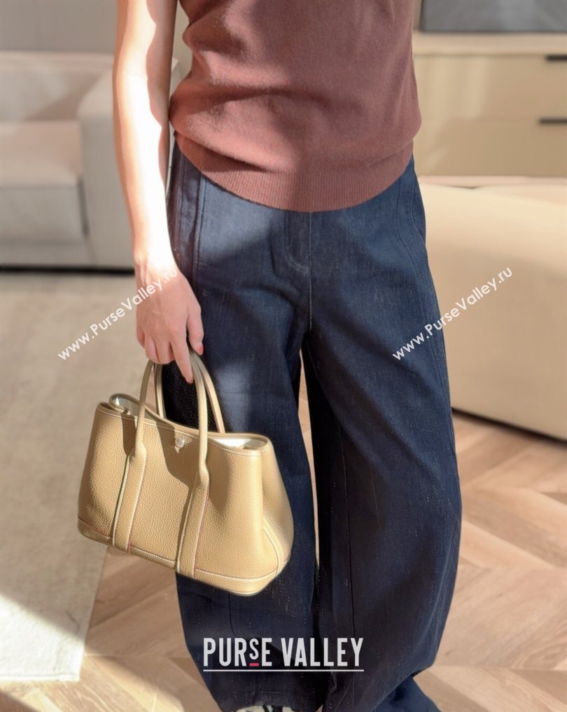 Hermes Garden Party Bag 30cm in Grained Leather Elephant Grey 2026 (Half Handmade) (FL-260131007)