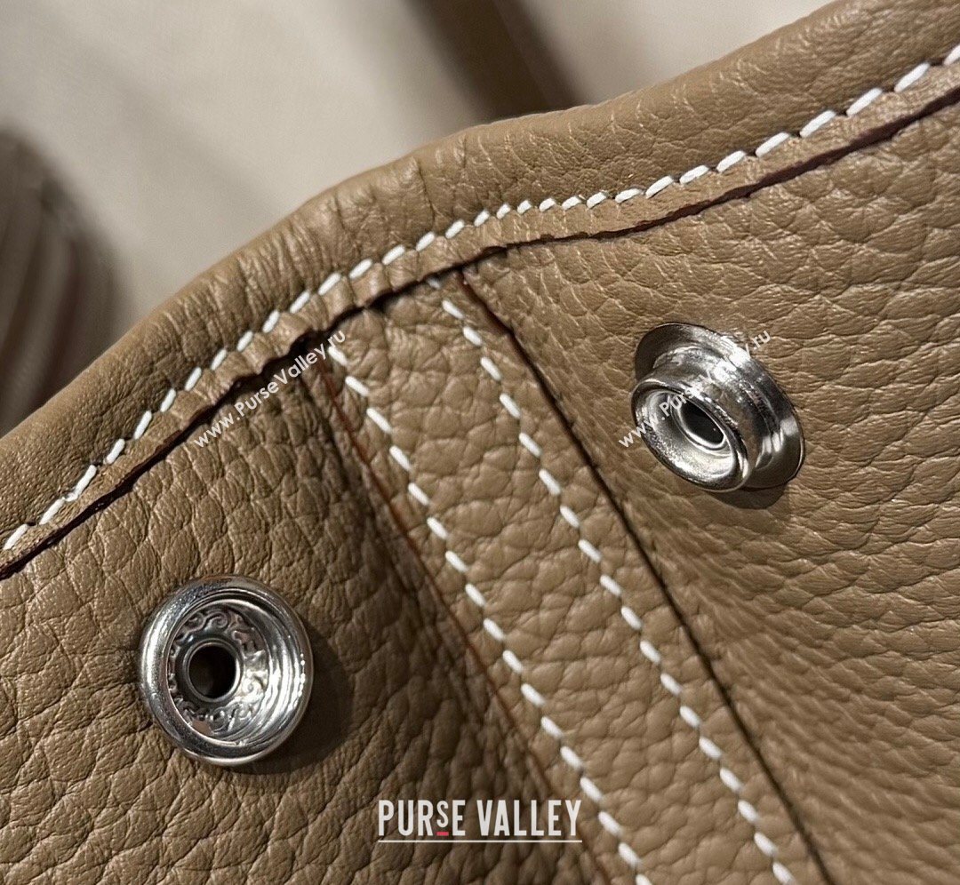 Hermes Garden Party Bag 30cm in Grained Leather Elephant Grey 2026 (Half Handmade) (FL-260131007)