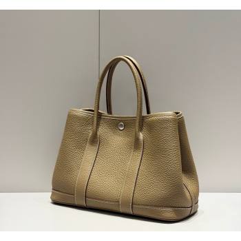 Hermes Garden Party Bag 30cm in Grained Leather Elephant Grey 2026 (Half Handmade) (FL-260131007)