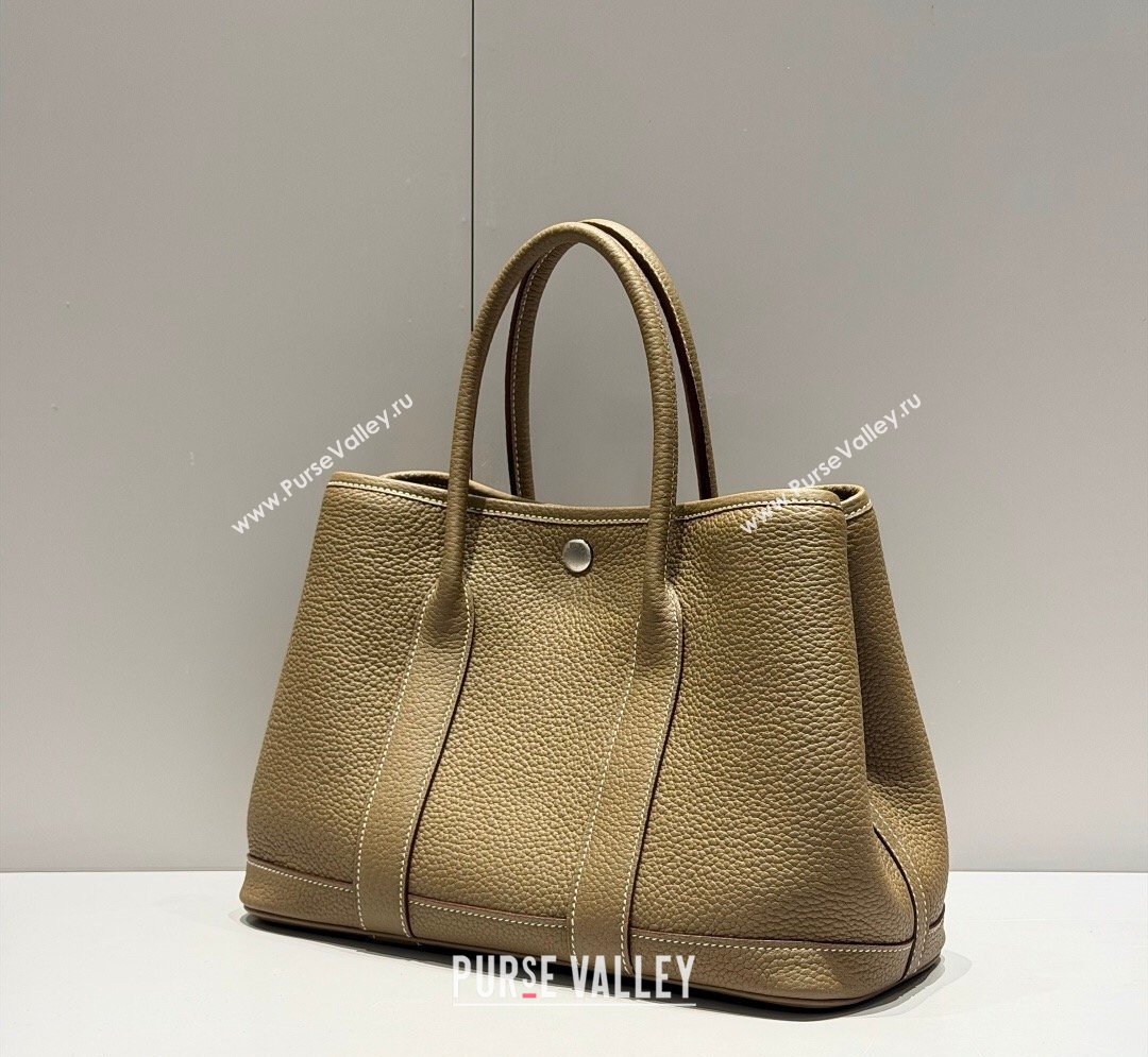 Hermes Garden Party Bag 30cm in Grained Leather Elephant Grey 2026 (Half Handmade) (FL-260131007)