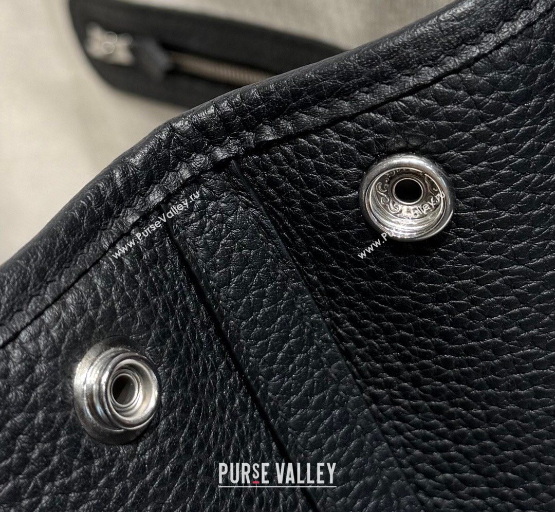 Hermes Garden Party Bag 30cm in Grained Leather Black/Silver 2026 (Half Handmade) (FL-260131008)