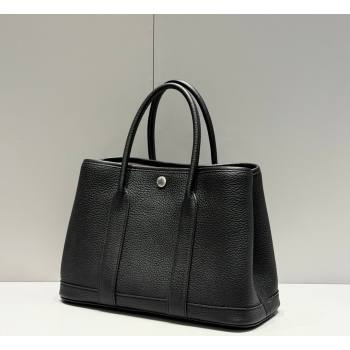 Hermes Garden Party Bag 30cm in Grained Leather Black/Silver 2026 (Half Handmade) (FL-260131008)
