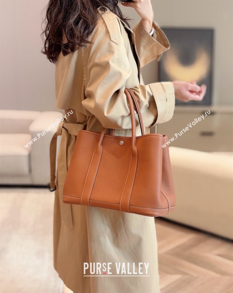 Hermes Garden Party Bag 36cm in Grained Leather Golden Brown 2026 (Half Handmade) (FL-260131009)