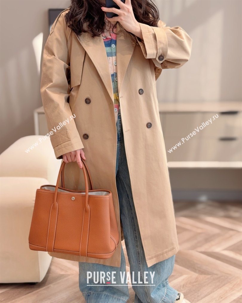 Hermes Garden Party Bag 36cm in Grained Leather Golden Brown 2026 (Half Handmade) (FL-260131009)