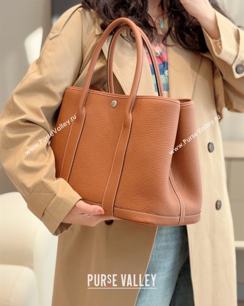Hermes Garden Party Bag 36cm in Grained Leather Golden Brown 2026 (Half Handmade) (FL-260131009)
