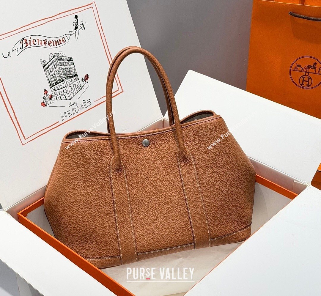 Hermes Garden Party Bag 36cm in Grained Leather Golden Brown 2026 (Half Handmade) (FL-260131009)