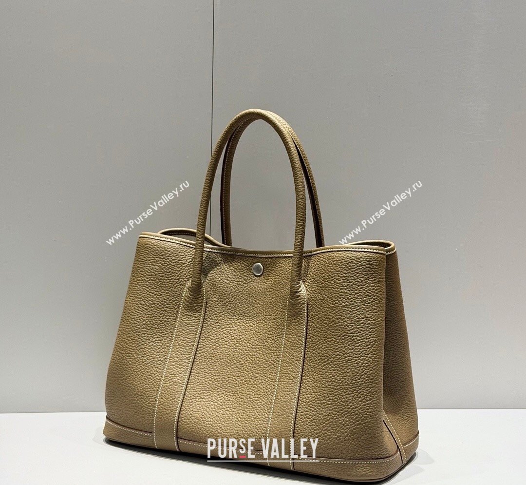 Hermes Garden Party Bag 36cm in Grained Leather Elephant Grey 2026 (Half Handmade) (FL-260131010)