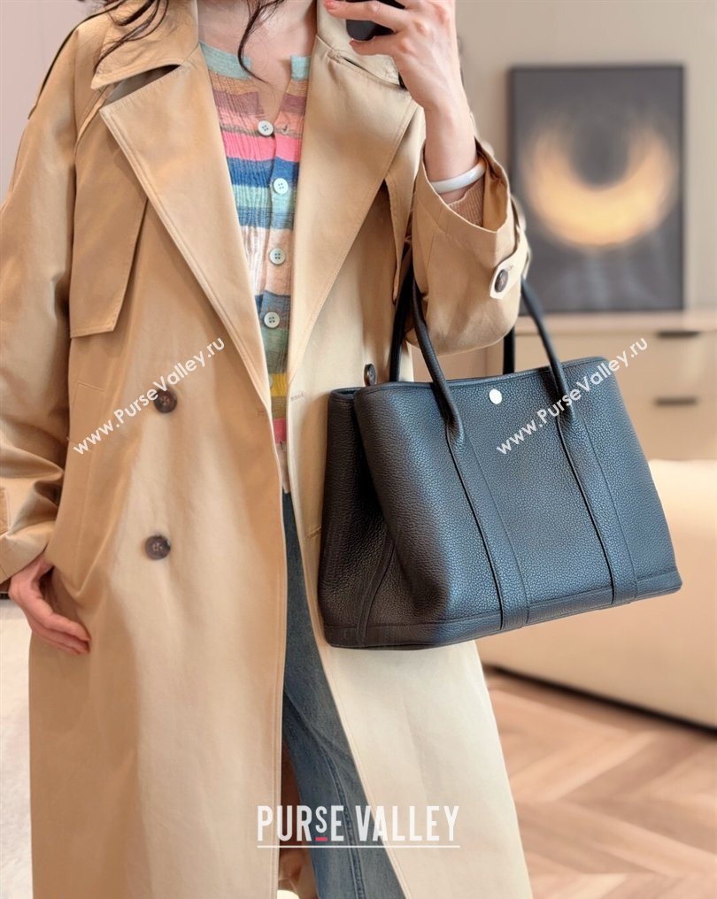 Hermes Garden Party Bag 36cm in Grained Leather Black/Silver 2026 (Half Handmade) (FL-260131011)