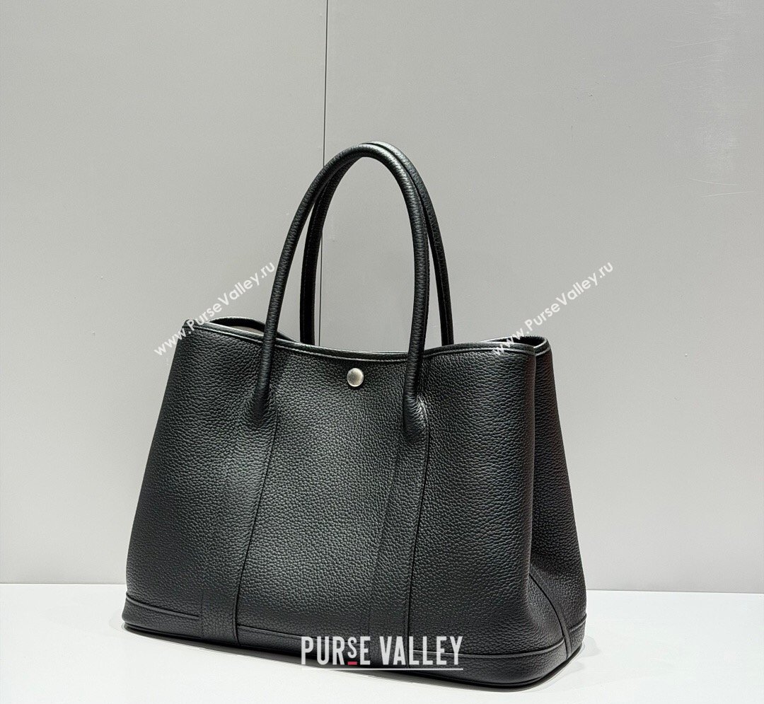 Hermes Garden Party Bag 36cm in Grained Leather Black/Silver 2026 (Half Handmade) (FL-260131011)