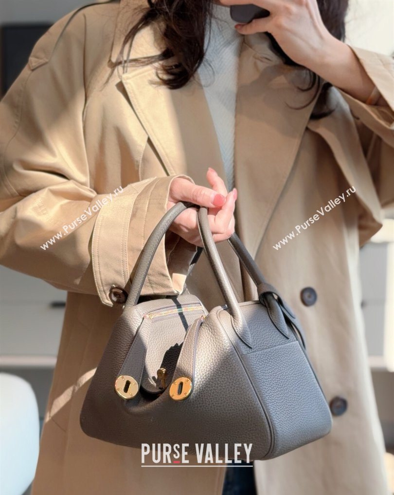 Hermes Lindy Bag 26cm in Clemence Leather Tin Grey 2026 ( Half Handmade) (FL-260131012)