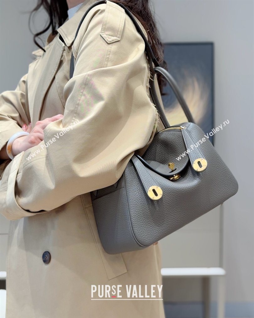Hermes Lindy Bag 26cm in Clemence Leather Tin Grey 2026 ( Half Handmade) (FL-260131012)
