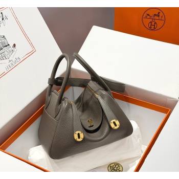 Hermes Lindy Bag 26cm in Clemence Leather Tin Grey 2026 ( Half Handmade) (FL-260131012)