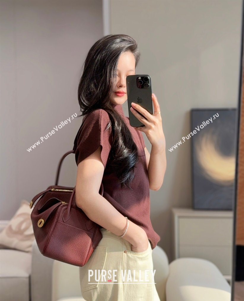 Hermes Lindy Bag 26cm in Clemence Leather Saddle Red 2026 ( Half Handmade) (FL-260131013)