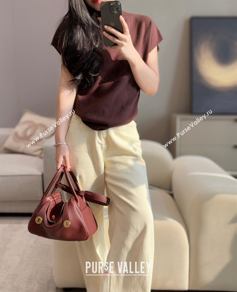 Hermes Lindy Bag 26cm in Clemence Leather Saddle Red 2026 ( Half Handmade) (FL-260131013)