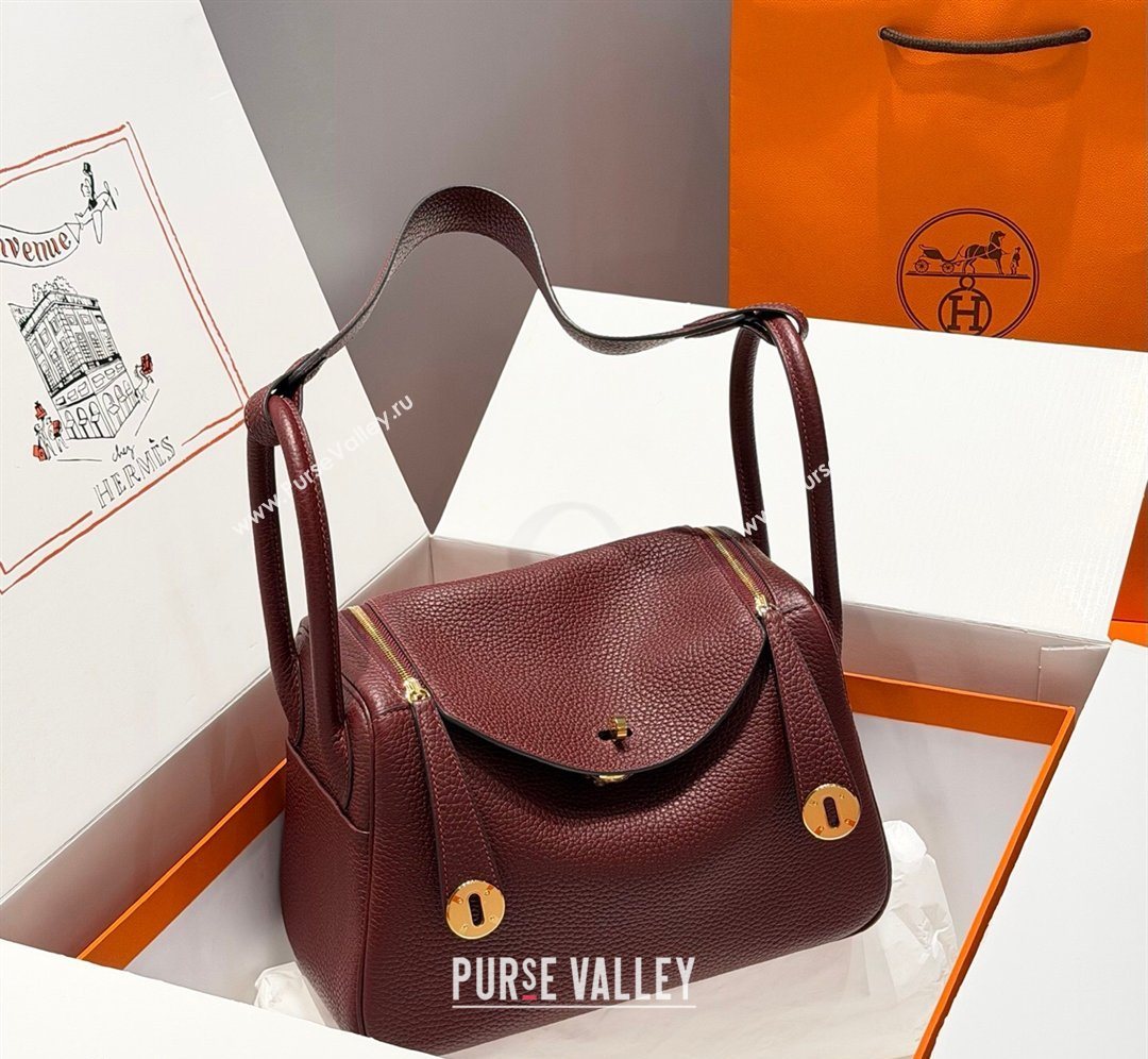 Hermes Lindy Bag 26cm in Clemence Leather Saddle Red 2026 ( Half Handmade) (FL-260131013)