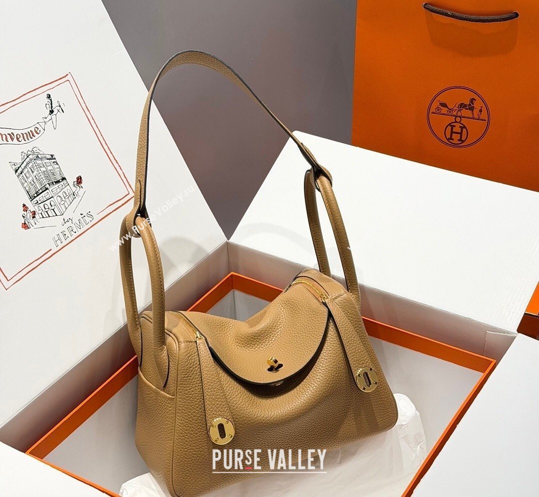 Hermes Lindy Bag 26cm in Clemence Leather Biscuits Beige 2026 ( Half Handmade) (FL-260131015)