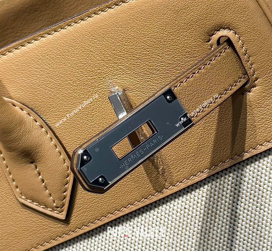 Hermes Birkin 35cm Bag in Canvas and Swift Calfskin Leather Milk Tea 2026 (FL-260131018)