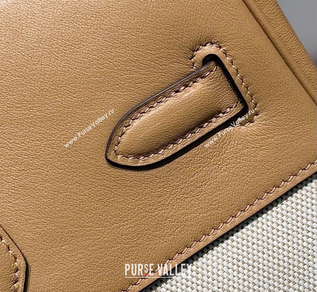 Hermes Birkin 35cm Bag in Canvas and Swift Calfskin Leather Milk Tea 2026 (FL-260131018)