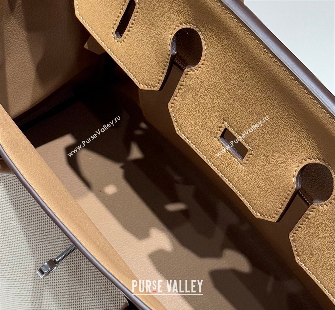 Hermes Birkin 35cm Bag in Canvas and Swift Calfskin Leather Milk Tea 2026 (FL-260131018)