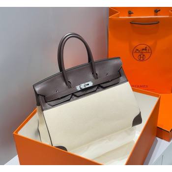 Hermes Birkin 35cm Bag in Canvas and Swift Calfskin Leather Ebony 2026 (FL-260131019)