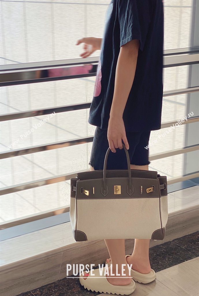 Hermes Birkin 35cm Bag in Canvas and Swift Calfskin Leather Elephant Grey 2026 (FL-260131020)