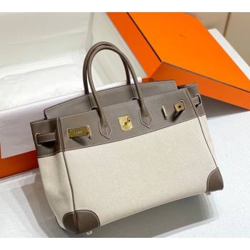 Hermes Birkin 35cm Bag in Canvas and Swift Calfskin Leather Elephant Grey 2026 (FL-260131020)