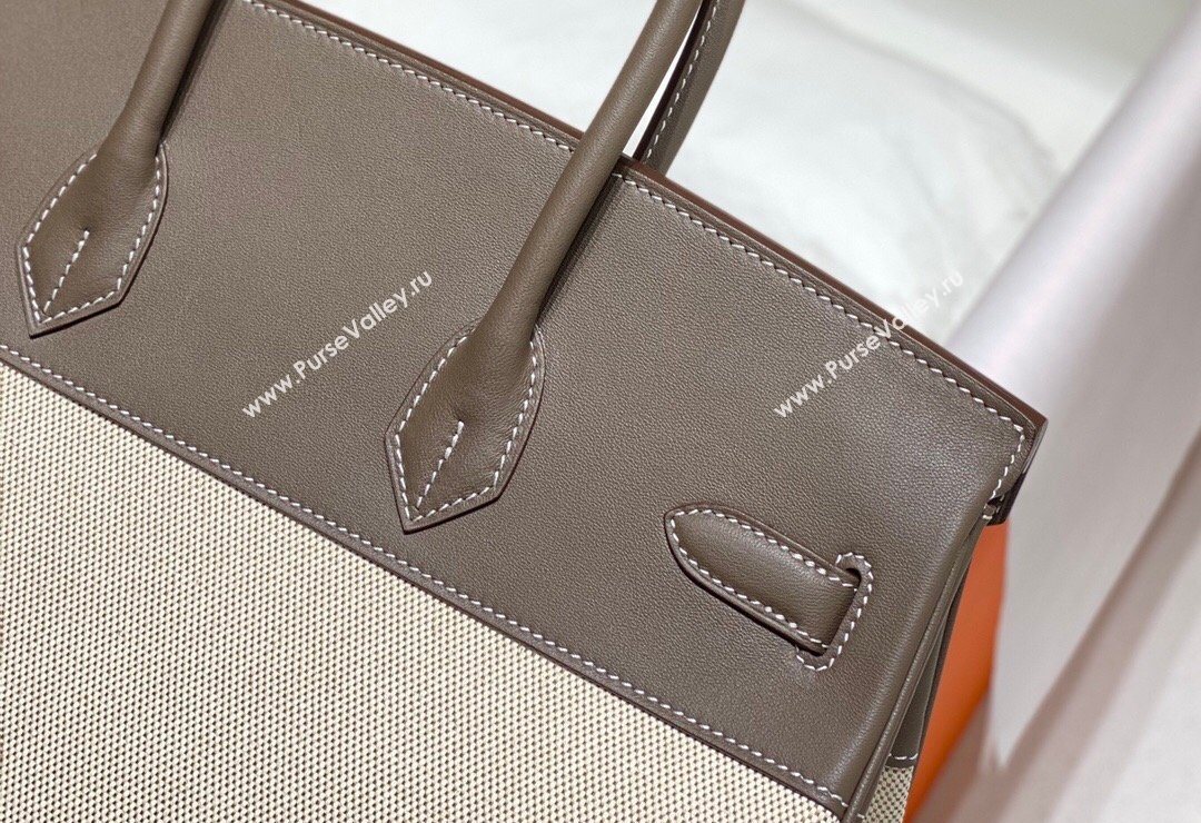 Hermes Birkin 35cm Bag in Canvas and Swift Calfskin Leather Elephant Grey 2026 (FL-260131020)