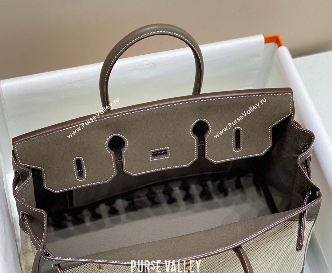 Hermes Birkin 35cm Bag in Canvas and Swift Calfskin Leather Elephant Grey 2026 (FL-260131020)