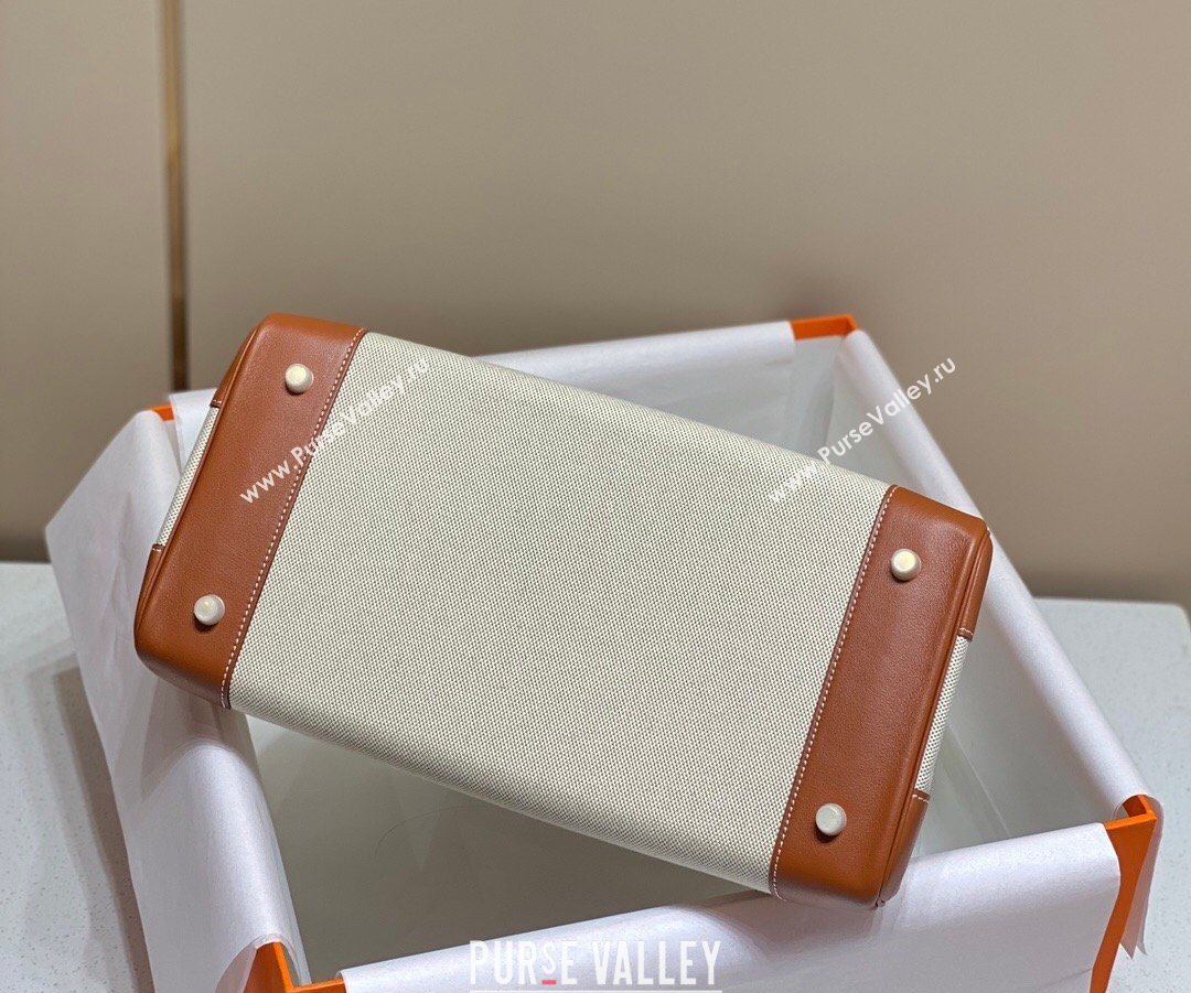 Hermes Birkin 35cm Bag in Canvas and Swift Calfskin Leather Brown/Gold 2026 (FL-260131022)