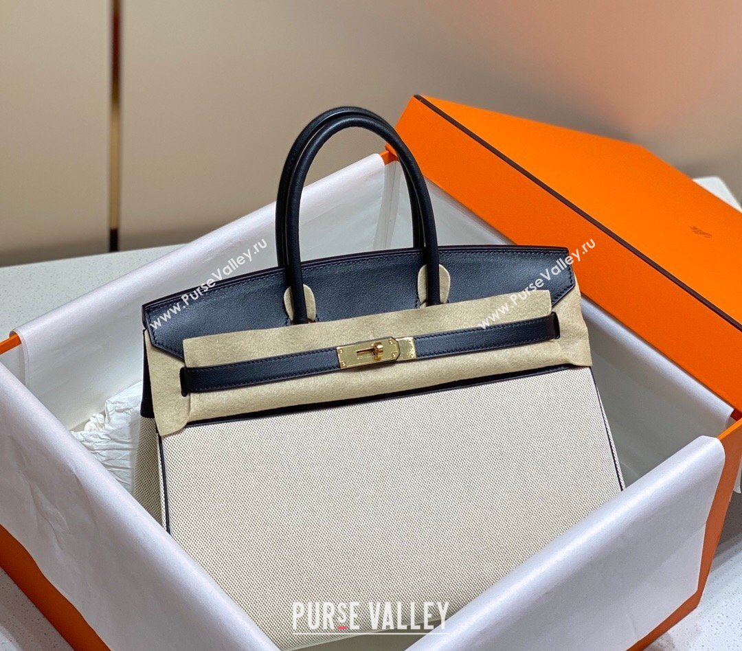 Hermes Birkin 35cm Bag in Canvas and Swift Calfskin Leather Black/Gold 2026 (FL-260131023)