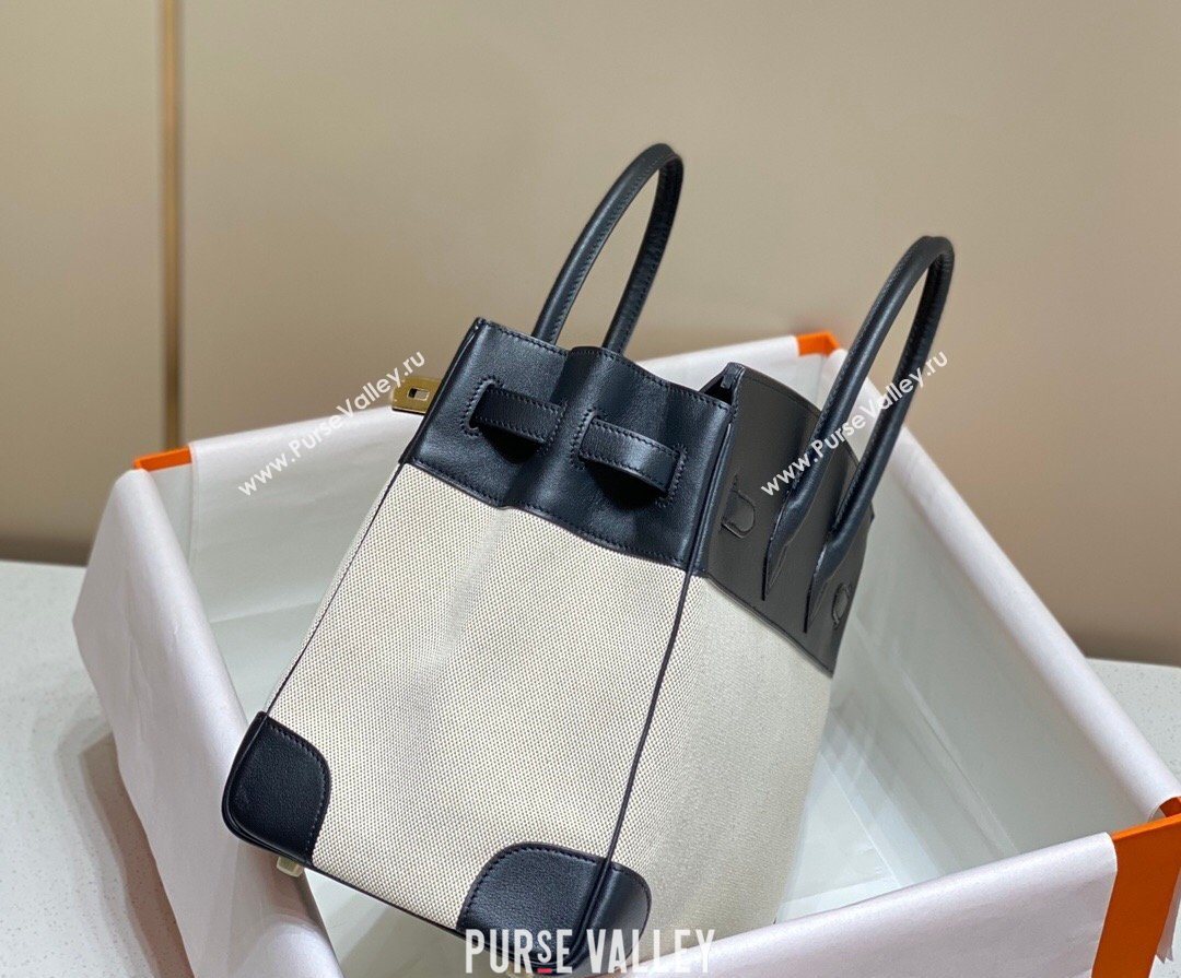 Hermes Birkin 35cm Bag in Canvas and Swift Calfskin Leather Black/Gold 2026 (FL-260131023)