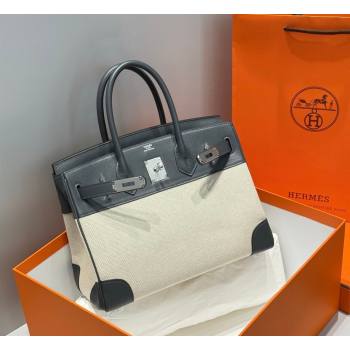 Hermes Birkin 30cm Bag in Canvas and Swift Calfskin Leather Slate Grey/Silver 2026 (FL-260131024)