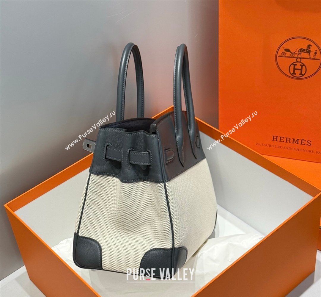 Hermes Birkin 30cm Bag in Canvas and Swift Calfskin Leather Slate Grey/Silver 2026 (FL-260131024)