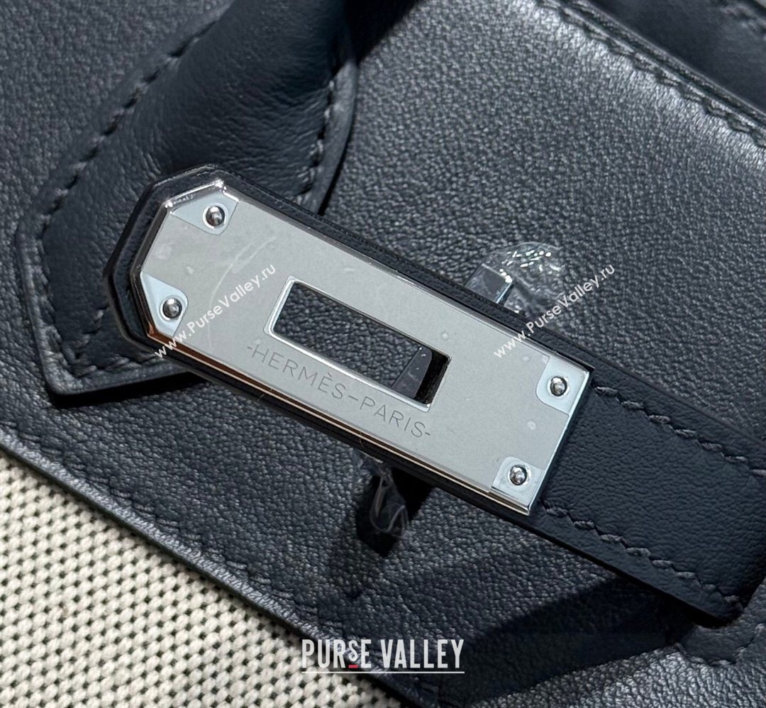 Hermes Birkin 30cm Bag in Canvas and Swift Calfskin Leather Slate Grey/Silver 2026 (FL-260131024)