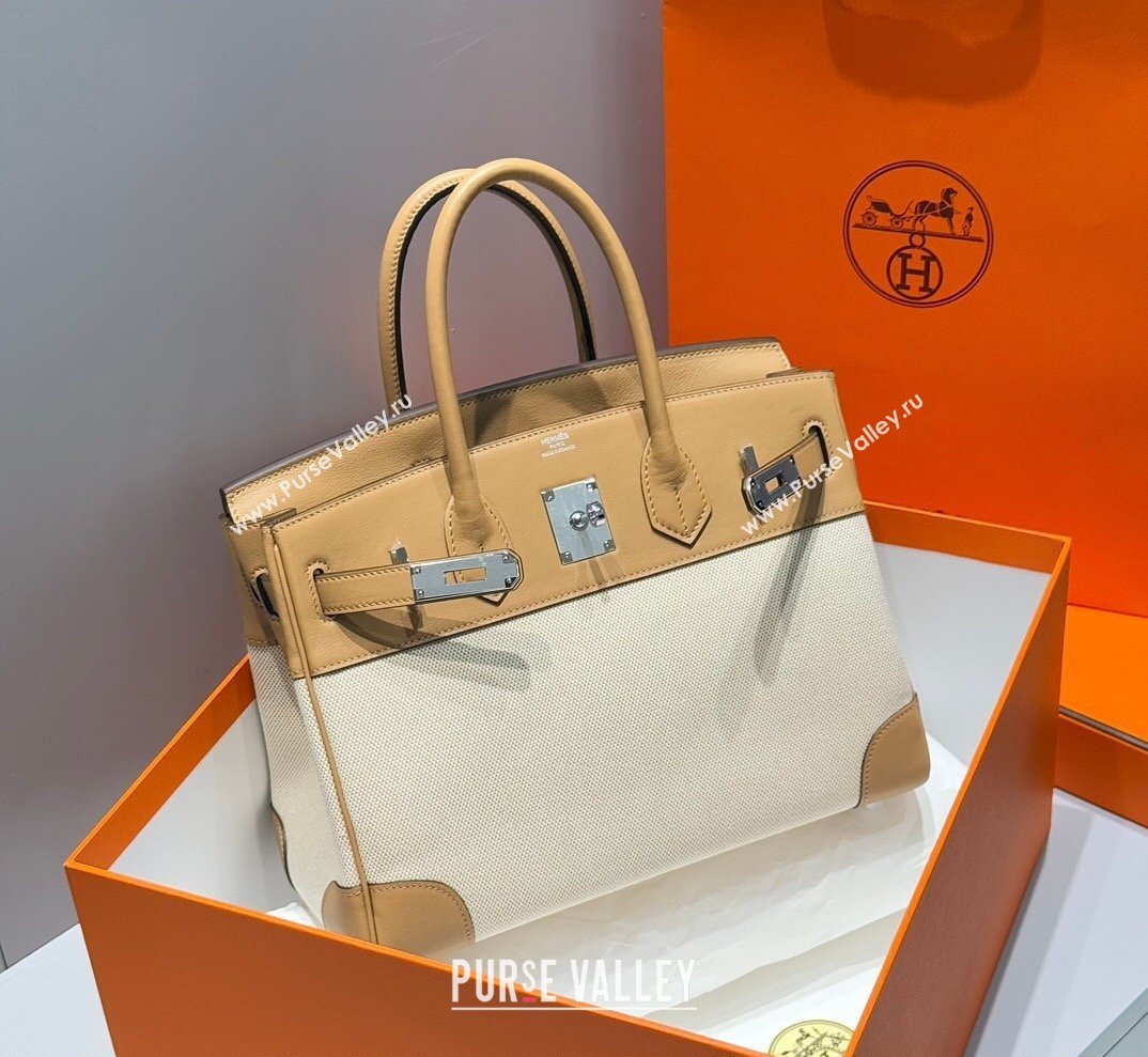 Hermes Birkin 30cm Bag in Canvas and Swift Calfskin Leather Biscuits Beige 2026 (FL-260131026)