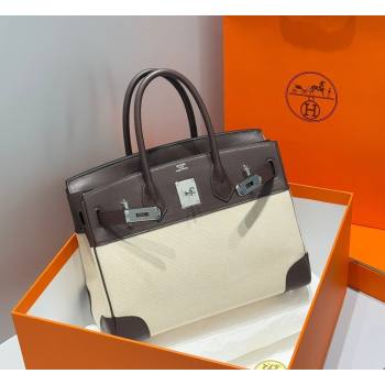 Hermes Birkin 30cm Bag in Canvas and Swift Calfskin Leather Ebony 2026 (FL-260131027)