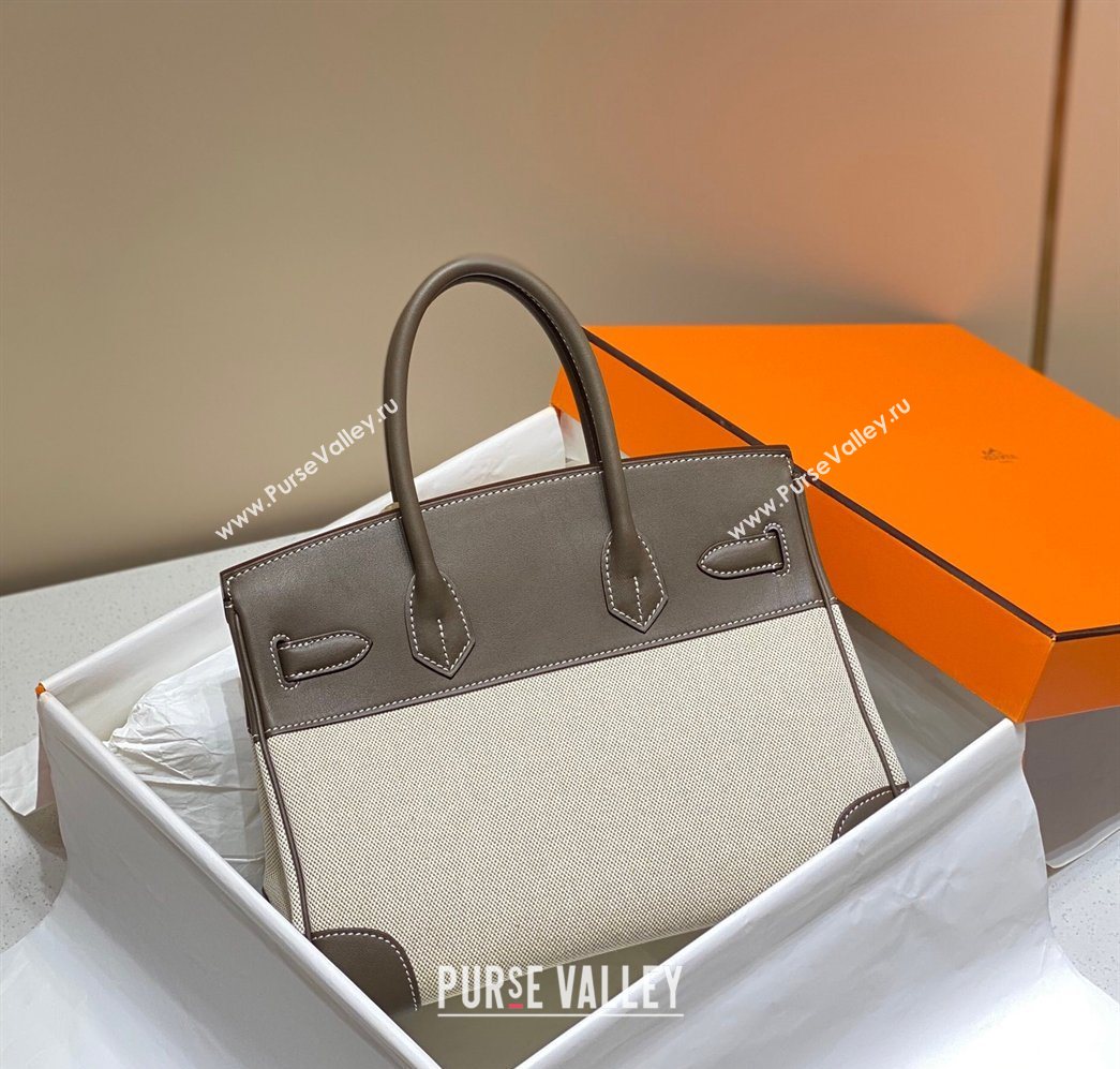 Hermes Birkin 30cm Bag in Canvas and Swift Calfskin Leather Elephant Grey 2026 (FL-260131028)
