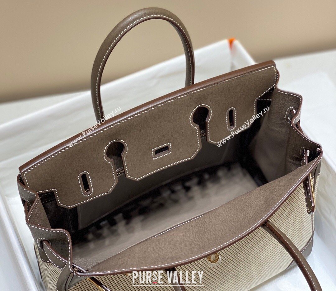 Hermes Birkin 30cm Bag in Canvas and Swift Calfskin Leather Elephant Grey 2026 (FL-260131028)