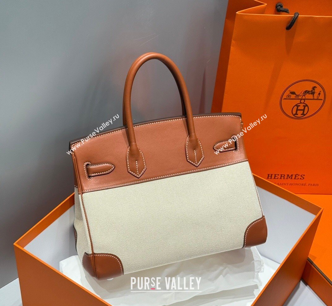 Hermes Birkin 30cm Bag in Canvas and Swift Calfskin Leather Brown/Silver 2026 (FL-260131029)