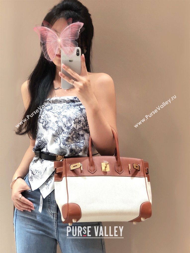 Hermes Birkin 30cm Bag in Canvas and Swift Calfskin Leather Brown/Gold 2026 (FL-260131030)