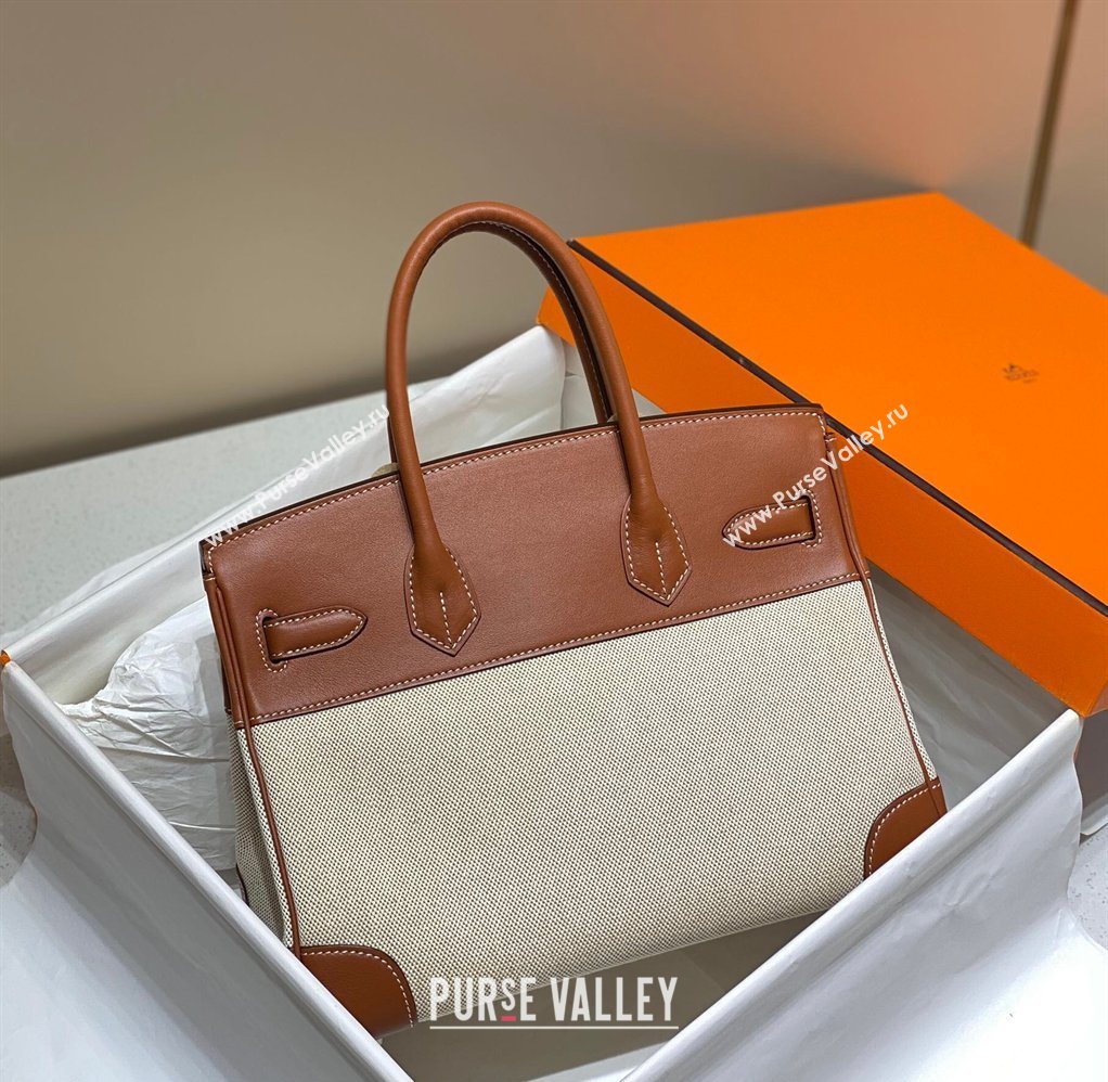 Hermes Birkin 30cm Bag in Canvas and Swift Calfskin Leather Brown/Gold 2026 (FL-260131030)