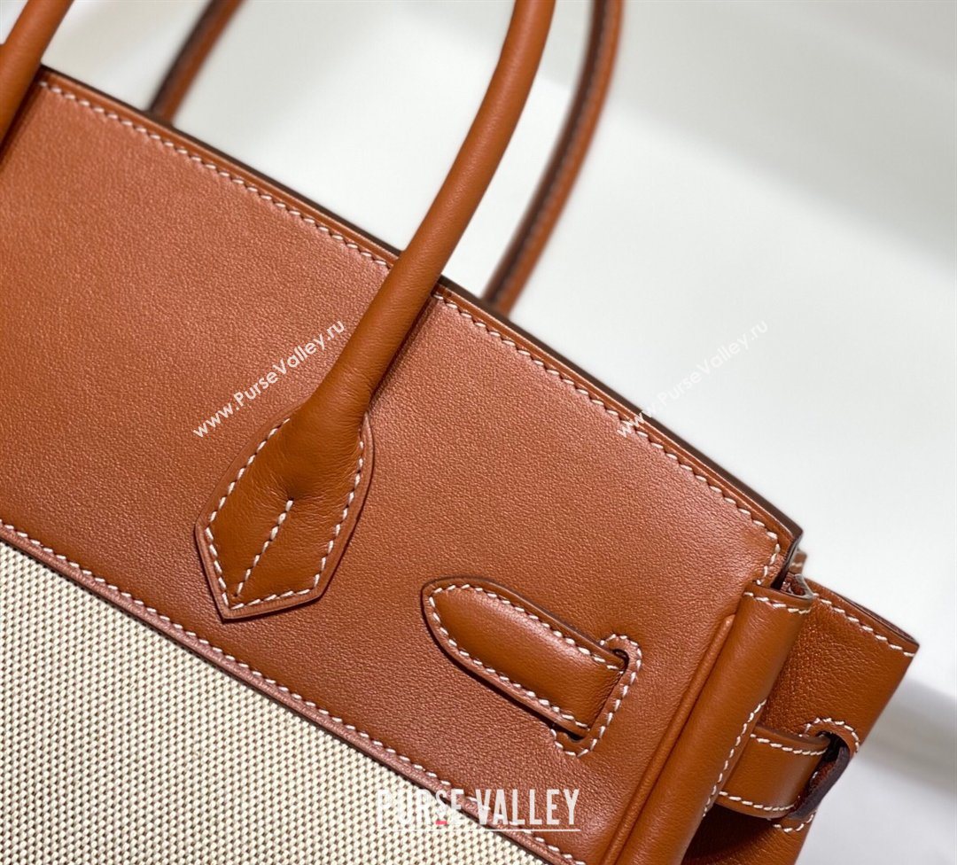 Hermes Birkin 30cm Bag in Canvas and Swift Calfskin Leather Brown/Gold 2026 (FL-260131030)