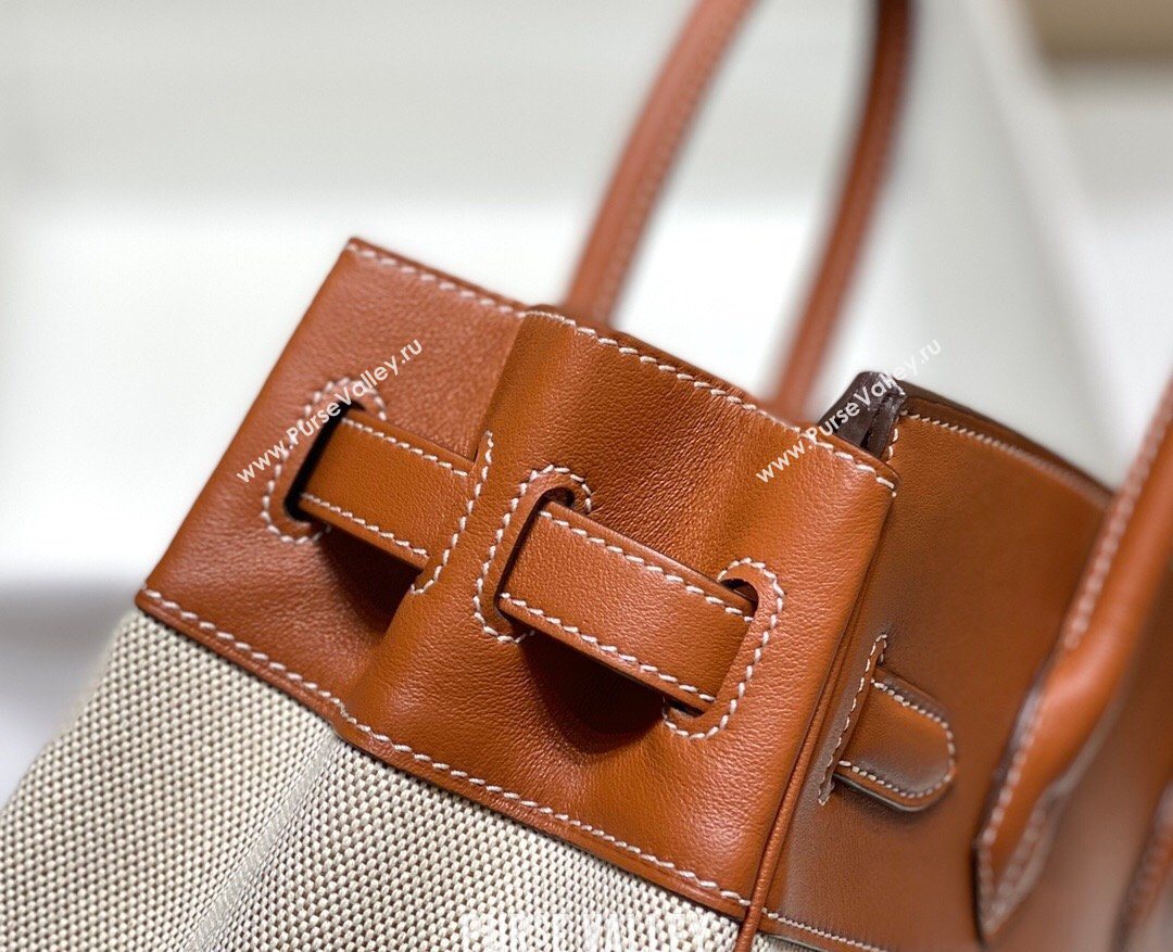 Hermes Birkin 30cm Bag in Canvas and Swift Calfskin Leather Brown/Gold 2026 (FL-260131030)