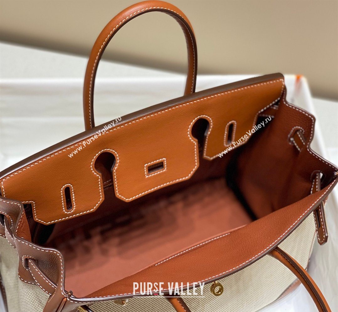Hermes Birkin 30cm Bag in Canvas and Swift Calfskin Leather Brown/Gold 2026 (FL-260131030)