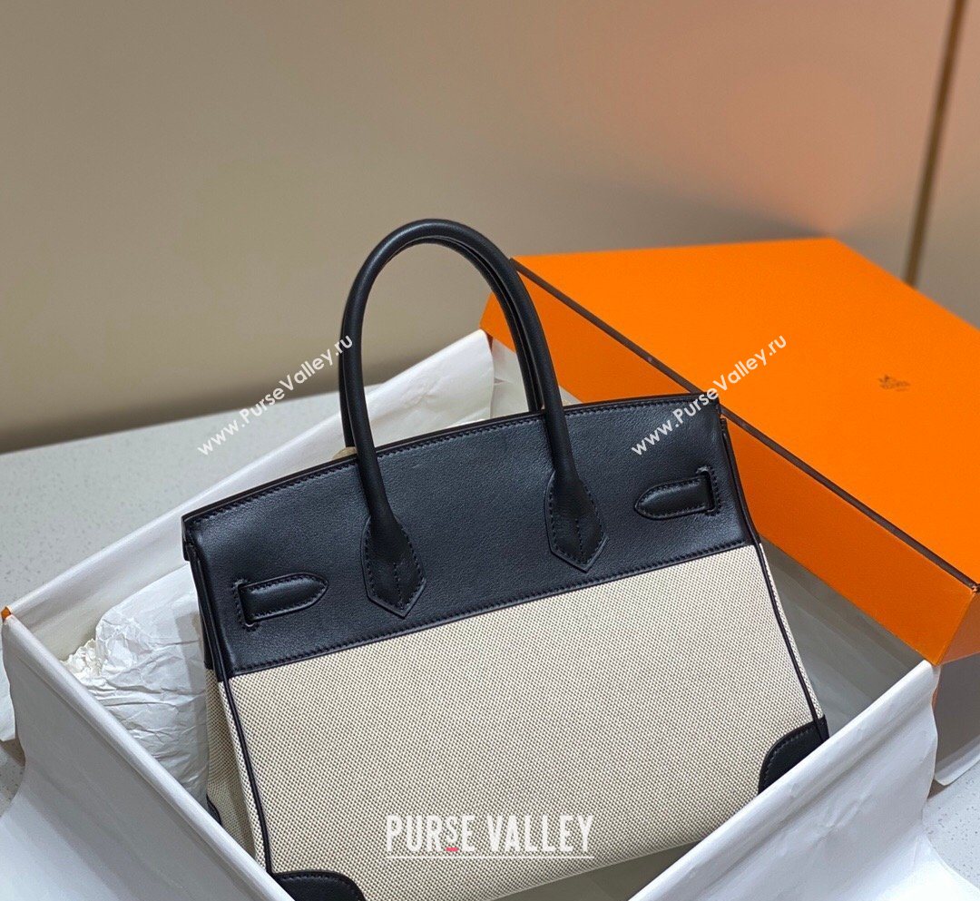 Hermes Birkin 30cm Bag in Canvas and Swift Calfskin Leather Black/Gold 2026 (FL-260131031)