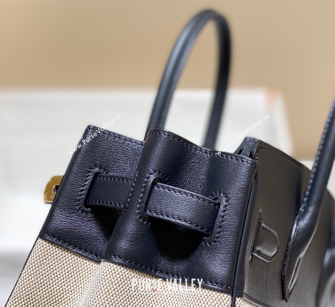 Hermes Birkin 30cm Bag in Canvas and Swift Calfskin Leather Black/Gold 2026 (FL-260131031)