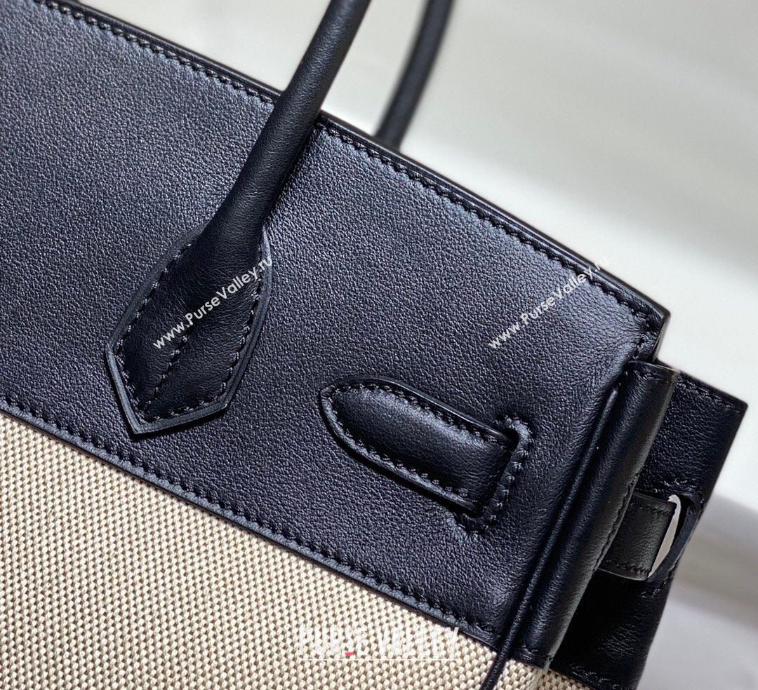 Hermes Birkin 30cm Bag in Canvas and Swift Calfskin Leather Black/Gold 2026 (FL-260131031)