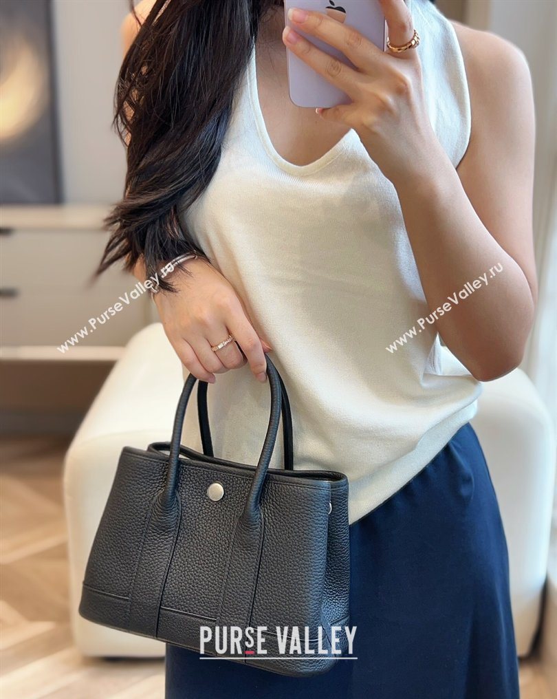 Hermes Garden Party Mini Bag 23cm in Negonda Leather Black/Silver 2026 (Half Handmade) (FL-260131032)
